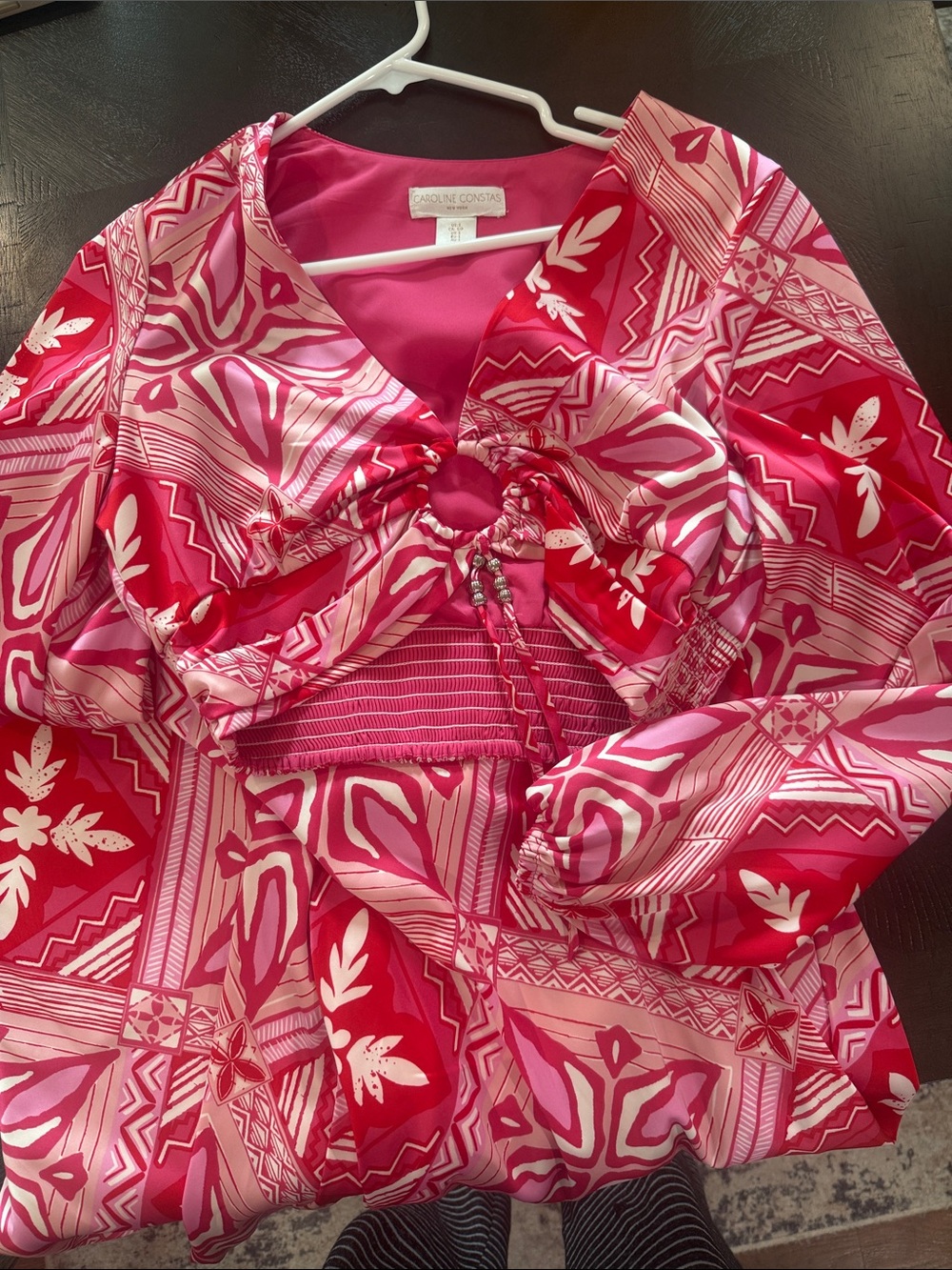 Caroline Constas Pink & Light Pink Patterned Ring-Front Jumpsuit